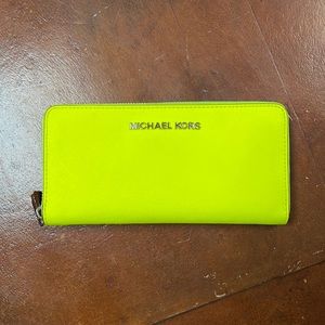 Neon Yellow Michael Kors Continental Wallet